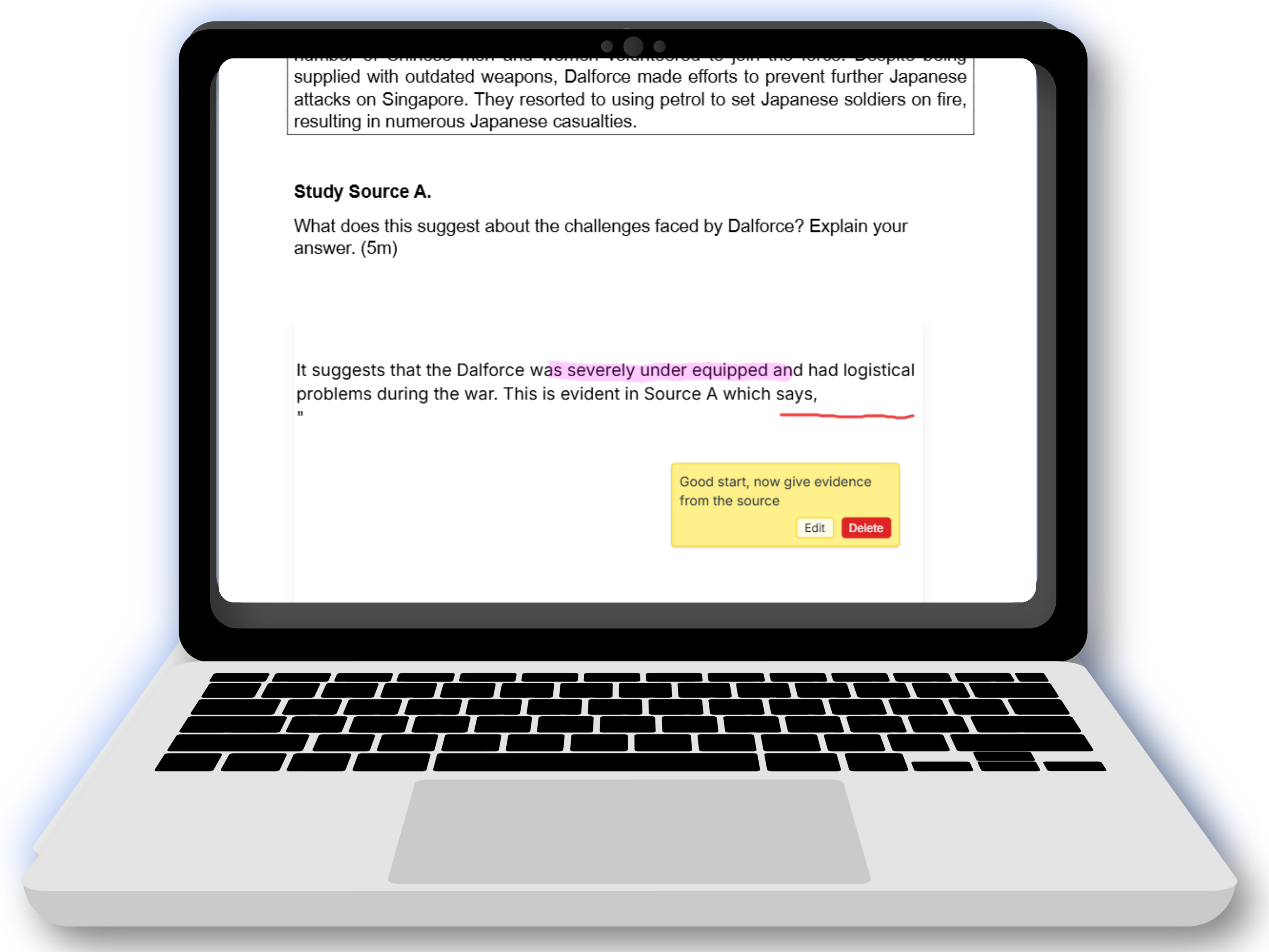 Teacher providing real-time help with annotations